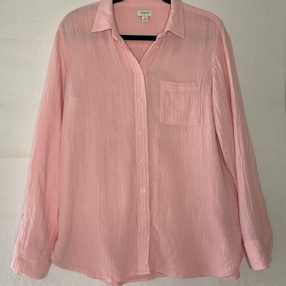 J Crew Rose Pink Long Sleeve Button Up Top Size Small - Picture 3 of 11